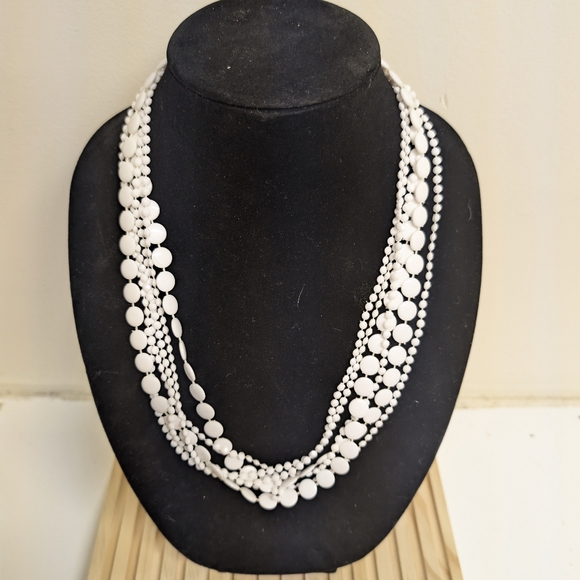 Jewelry - Vintage 3 strand Lightweight White Bead Necklace. Flowy necklace Coastal Cowgirl